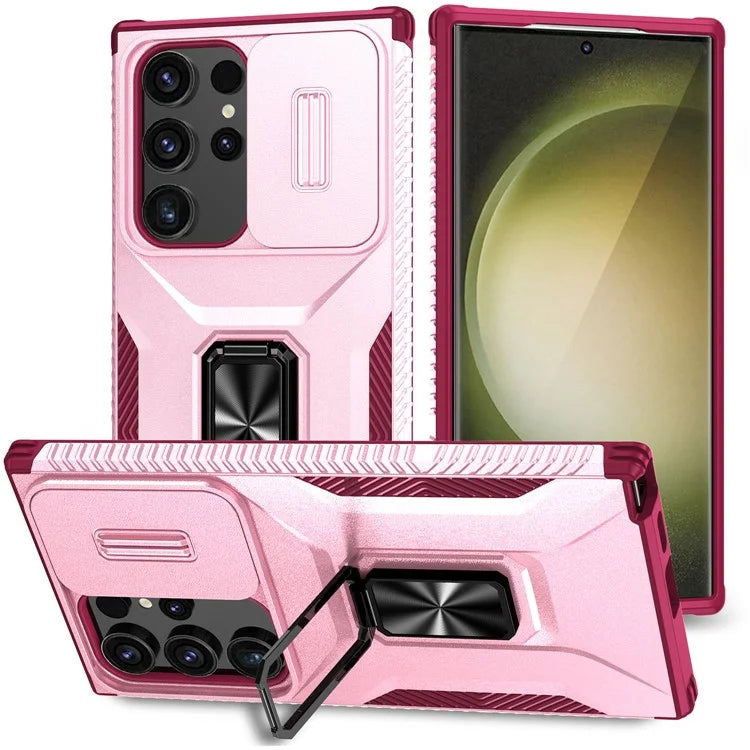 For Samsung Galaxy S24 Ultra Case Camshield Kickstand TPU+PC Anti-Slip Phone Cover