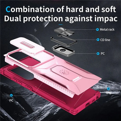 For Samsung Galaxy S24 Ultra Case Camshield Kickstand TPU+PC Anti-Slip Phone Cover