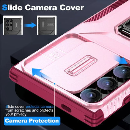 For Samsung Galaxy S24 Ultra Case Camshield Kickstand TPU+PC Anti-Slip Phone Cover
