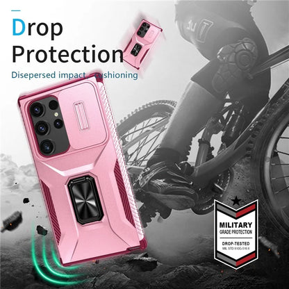 For Samsung Galaxy S24 Ultra Case Camshield Kickstand TPU+PC Anti-Slip Phone Cover