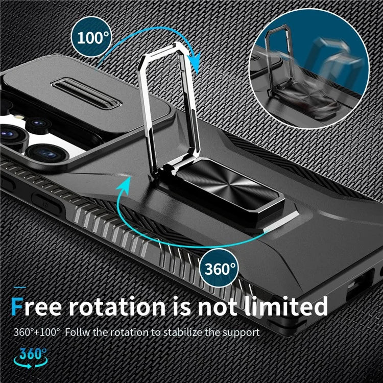 For Samsung Galaxy S24 Ultra Case Camshield Kickstand TPU+PC Anti-Slip Phone Cover