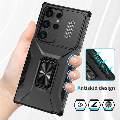For Samsung Galaxy S24 Ultra Case Camshield Kickstand TPU+PC Anti-Slip Phone Cover