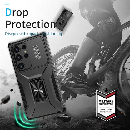 For Samsung Galaxy S24 Ultra Case Camshield Kickstand TPU+PC Anti-Slip Phone Cover