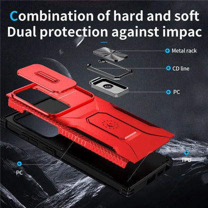 For Samsung Galaxy S24 Ultra Case Camshield Kickstand TPU+PC Anti-Slip Phone Cover