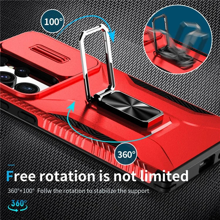 For Samsung Galaxy S24 Ultra Case Camshield Kickstand TPU+PC Anti-Slip Phone Cover