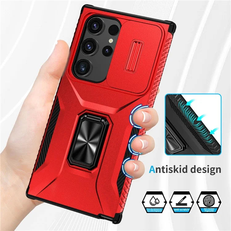 For Samsung Galaxy S24 Ultra Case Camshield Kickstand TPU+PC Anti-Slip Phone Cover