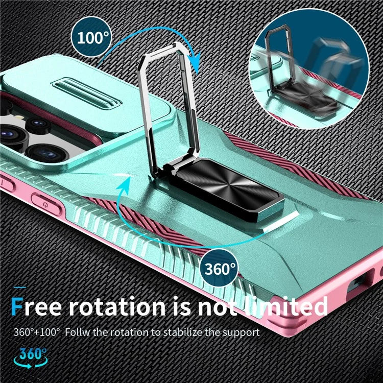 For Samsung Galaxy S24 Ultra Case Camshield Kickstand TPU+PC Anti-Slip Phone Cover