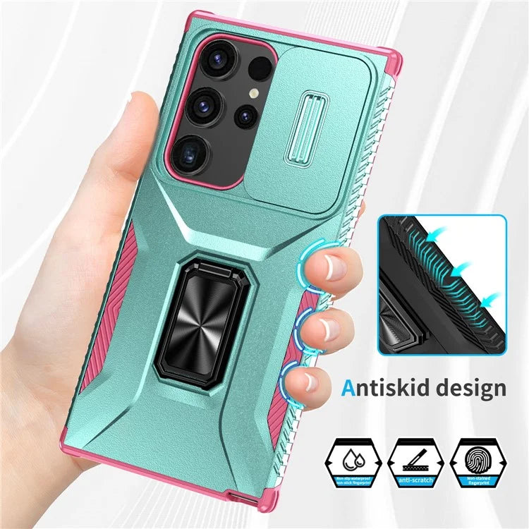 For Samsung Galaxy S24 Ultra Case Camshield Kickstand TPU+PC Anti-Slip Phone Cover
