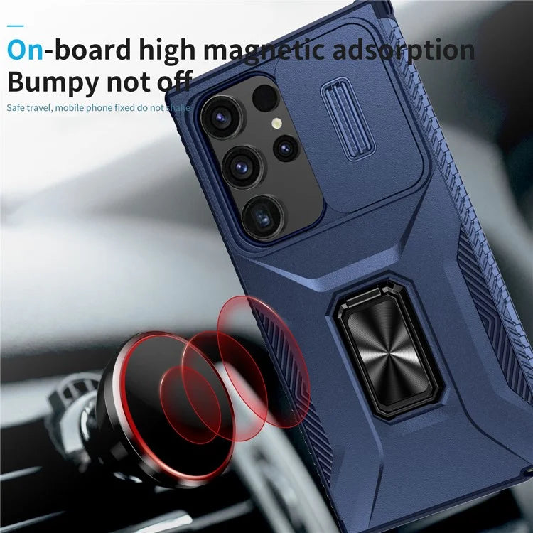 For Samsung Galaxy S24 Ultra Case Camshield Kickstand TPU+PC Anti-Slip Phone Cover