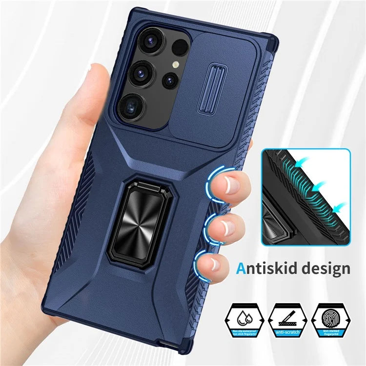 For Samsung Galaxy S24 Ultra Case Camshield Kickstand TPU+PC Anti-Slip Phone Cover