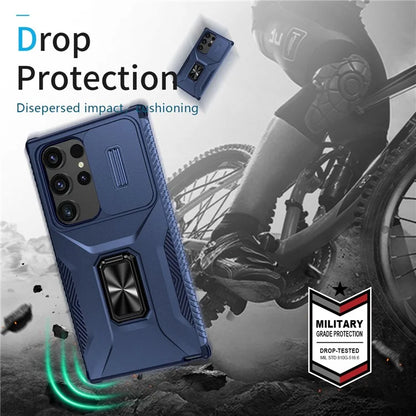 For Samsung Galaxy S24 Ultra Case Camshield Kickstand TPU+PC Anti-Slip Phone Cover