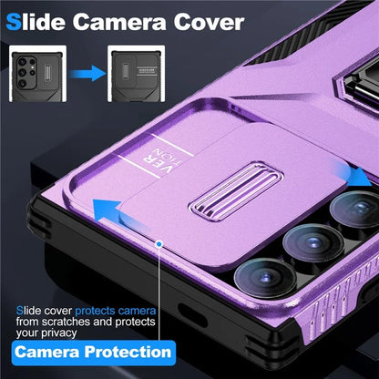 For Samsung Galaxy S24 Ultra Case Camshield Kickstand TPU+PC Anti-Slip Phone Cover