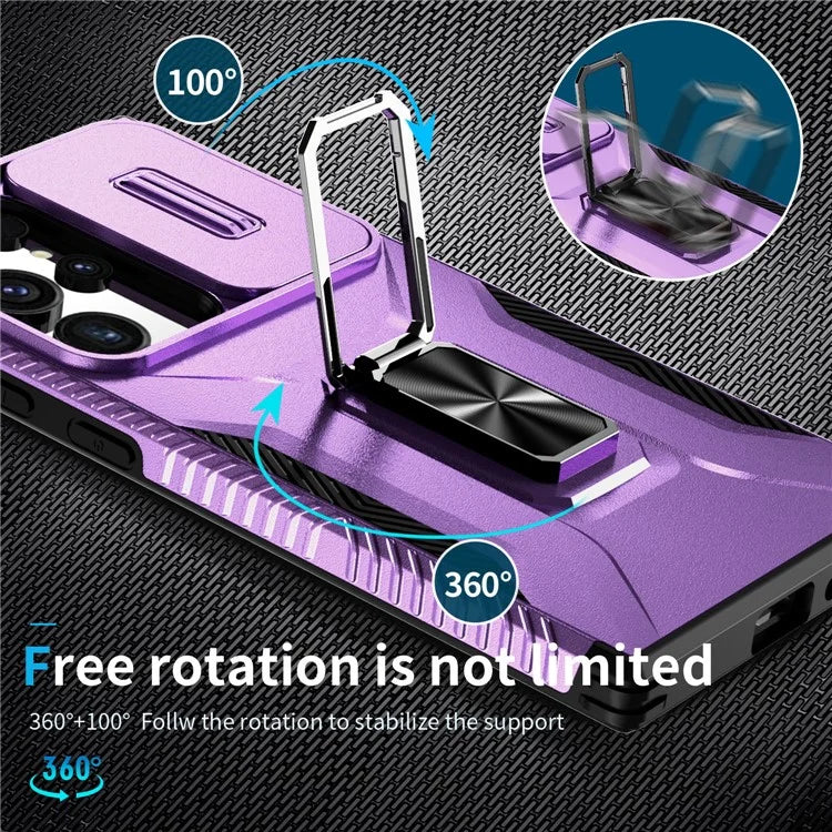For Samsung Galaxy S24 Ultra Case Camshield Kickstand TPU+PC Anti-Slip Phone Cover