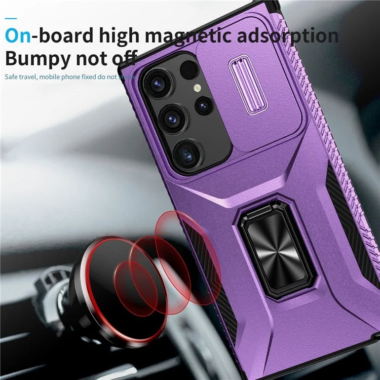 For Samsung Galaxy S24 Ultra Case Camshield Kickstand TPU+PC Anti-Slip Phone Cover