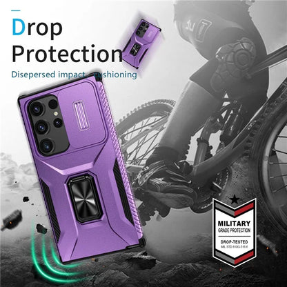 For Samsung Galaxy S24 Ultra Case Camshield Kickstand TPU+PC Anti-Slip Phone Cover