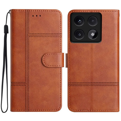 For Xiaomi 14T Case Line Imprinted PU Leather Wallet Phone Cover