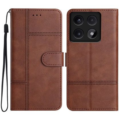 For Xiaomi 14T Case Line Imprinted PU Leather Wallet Phone Cover