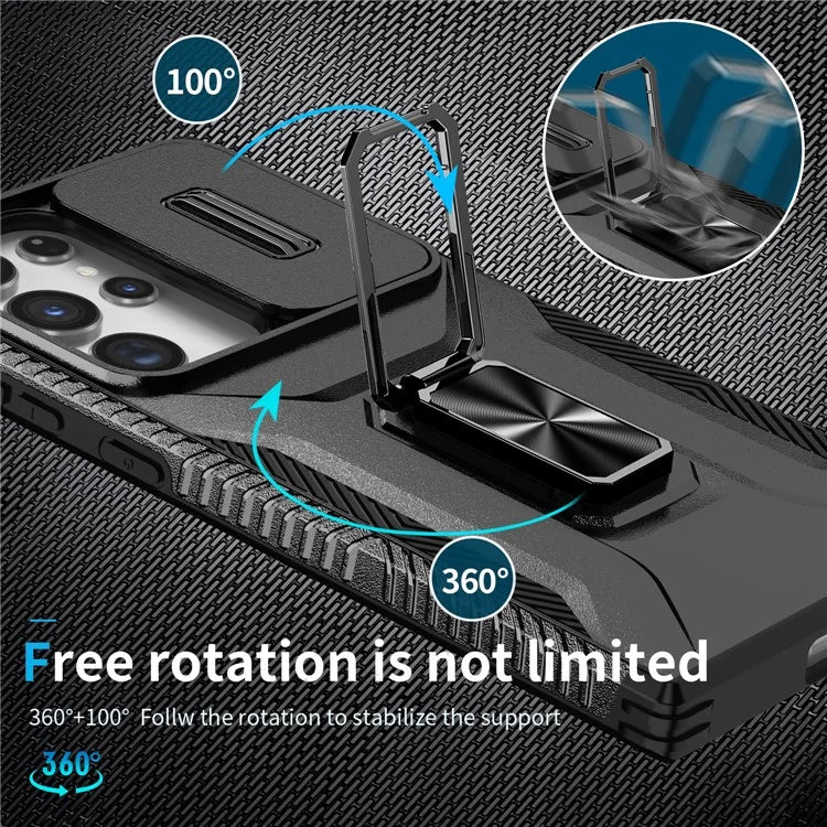 For Samsung Galaxy S23 Ultra Case Camshield Kickstand TPU+PC Anti-Slip Phone Cover