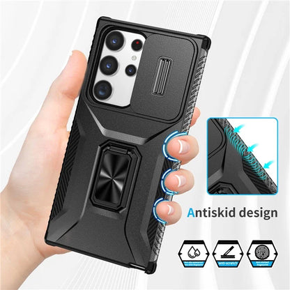 For Samsung Galaxy S23 Ultra Case Camshield Kickstand TPU+PC Anti-Slip Phone Cover