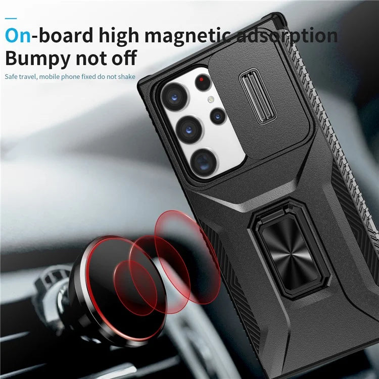 For Samsung Galaxy S23 Ultra Case Camshield Kickstand TPU+PC Anti-Slip Phone Cover