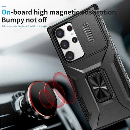 For Samsung Galaxy S23 Ultra Case Camshield Kickstand TPU+PC Anti-Slip Phone Cover