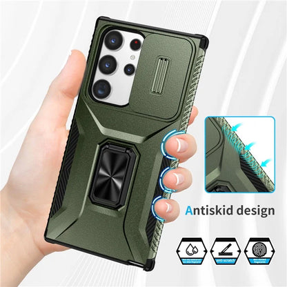 For Samsung Galaxy S23 Ultra Case Camshield Kickstand TPU+PC Anti-Slip Phone Cover