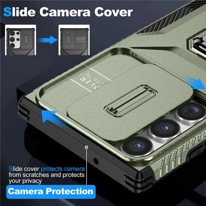 For Samsung Galaxy S23 Ultra Case Camshield Kickstand TPU+PC Anti-Slip Phone Cover