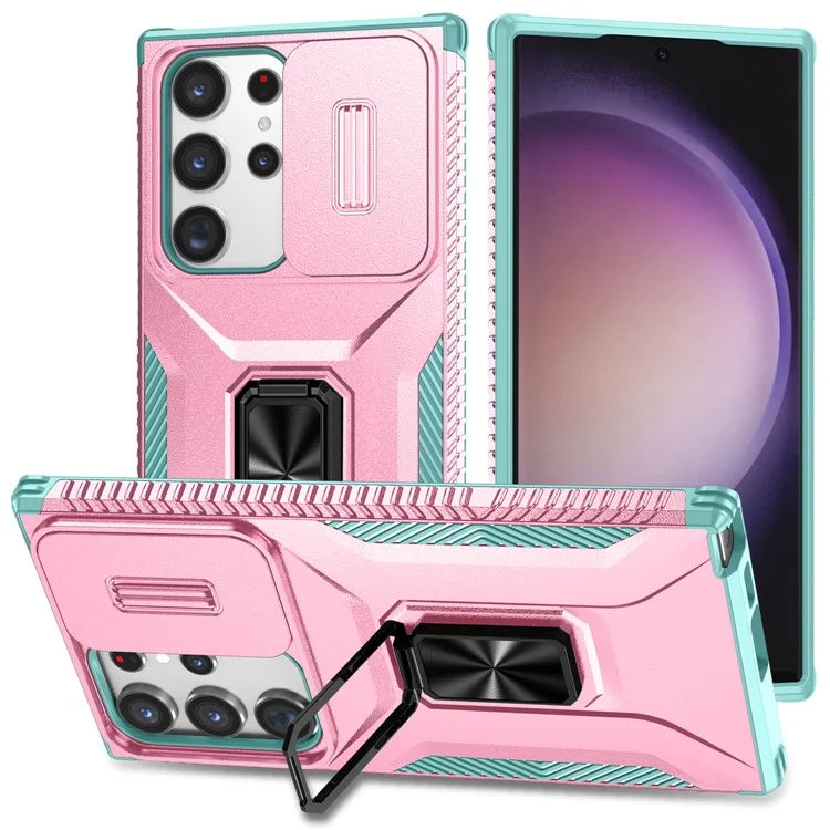 For Samsung Galaxy S23 Ultra Case Camshield Kickstand TPU+PC Anti-Slip Phone Cover