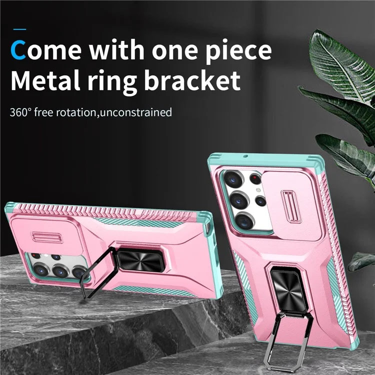 For Samsung Galaxy S23 Ultra Case Camshield Kickstand TPU+PC Anti-Slip Phone Cover