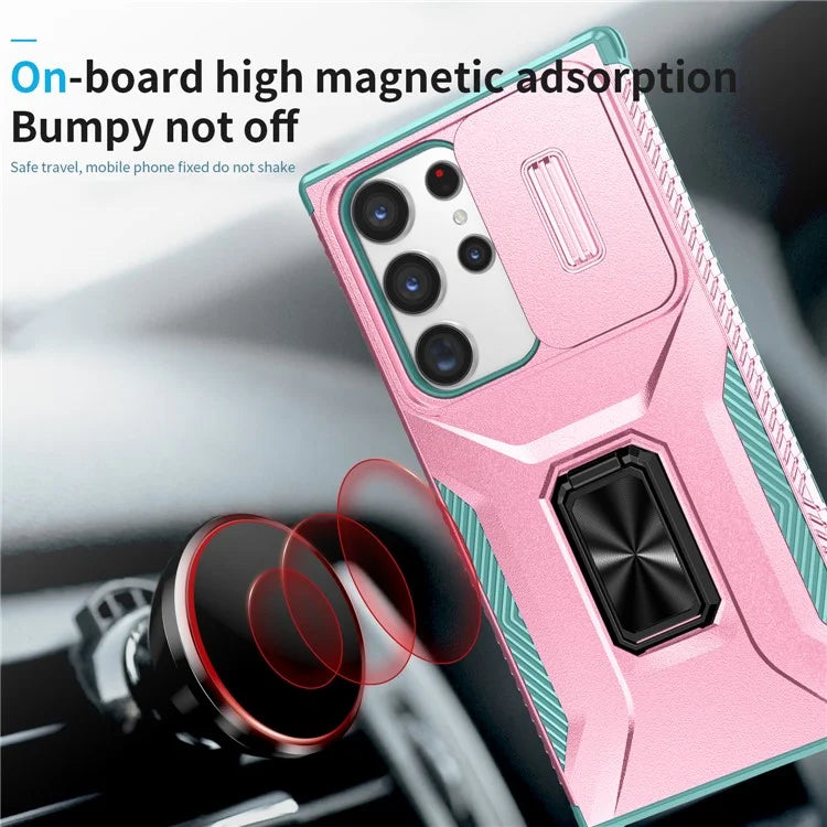For Samsung Galaxy S23 Ultra Case Camshield Kickstand TPU+PC Anti-Slip Phone Cover