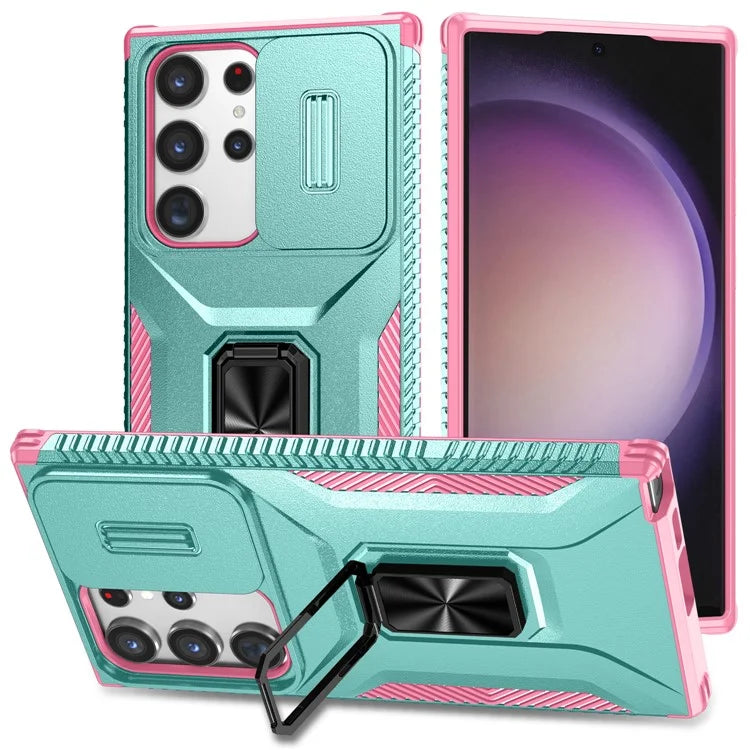 For Samsung Galaxy S23 Ultra Case Camshield Kickstand TPU+PC Anti-Slip Phone Cover