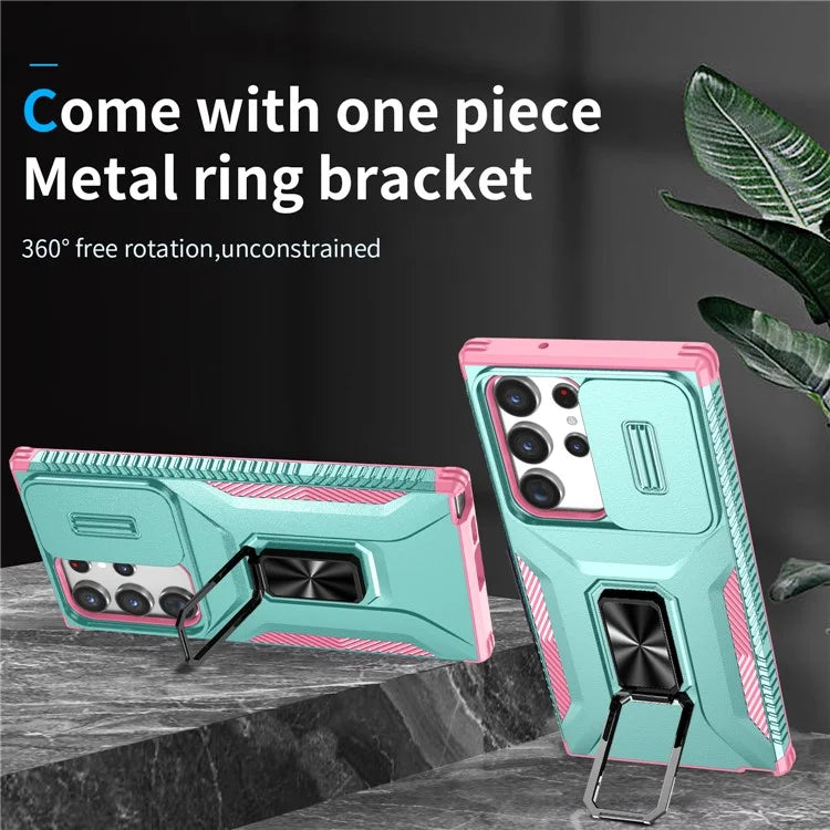 For Samsung Galaxy S23 Ultra Case Camshield Kickstand TPU+PC Anti-Slip Phone Cover