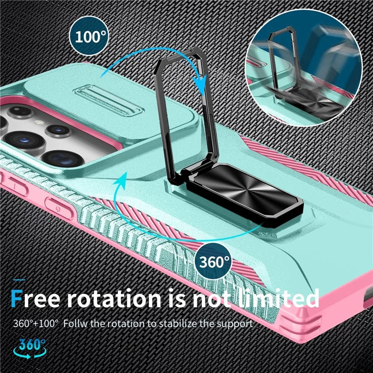 For Samsung Galaxy S23 Ultra Case Camshield Kickstand TPU+PC Anti-Slip Phone Cover