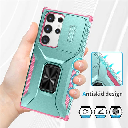For Samsung Galaxy S23 Ultra Case Camshield Kickstand TPU+PC Anti-Slip Phone Cover
