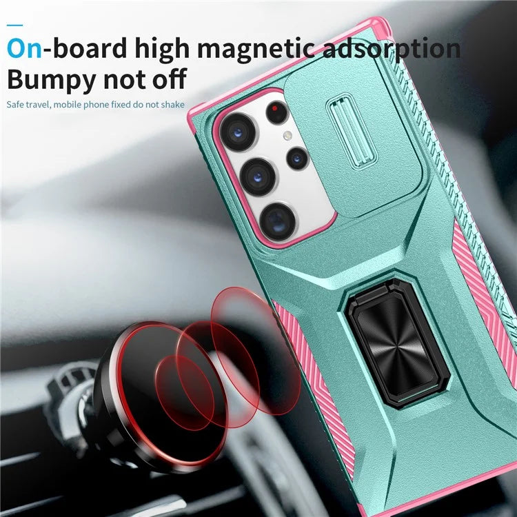 For Samsung Galaxy S23 Ultra Case Camshield Kickstand TPU+PC Anti-Slip Phone Cover