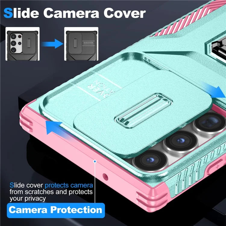 For Samsung Galaxy S23 Ultra Case Camshield Kickstand TPU+PC Anti-Slip Phone Cover