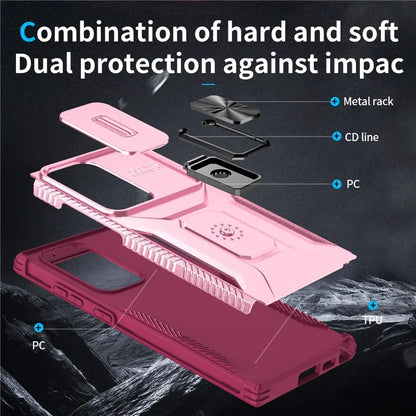For Samsung Galaxy S23 Ultra Case Camshield Kickstand TPU+PC Anti-Slip Phone Cover