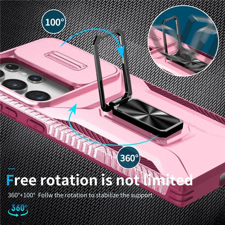 For Samsung Galaxy S23 Ultra Case Camshield Kickstand TPU+PC Anti-Slip Phone Cover