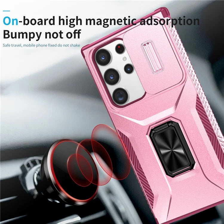 For Samsung Galaxy S23 Ultra Case Camshield Kickstand TPU+PC Anti-Slip Phone Cover