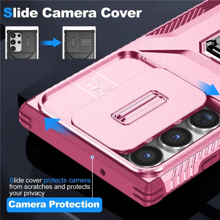 For Samsung Galaxy S23 Ultra Case Camshield Kickstand TPU+PC Anti-Slip Phone Cover