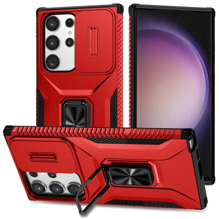 For Samsung Galaxy S23 Ultra Case Camshield Kickstand TPU+PC Anti-Slip Phone Cover