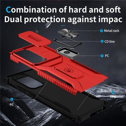 For Samsung Galaxy S23 Ultra Case Camshield Kickstand TPU+PC Anti-Slip Phone Cover