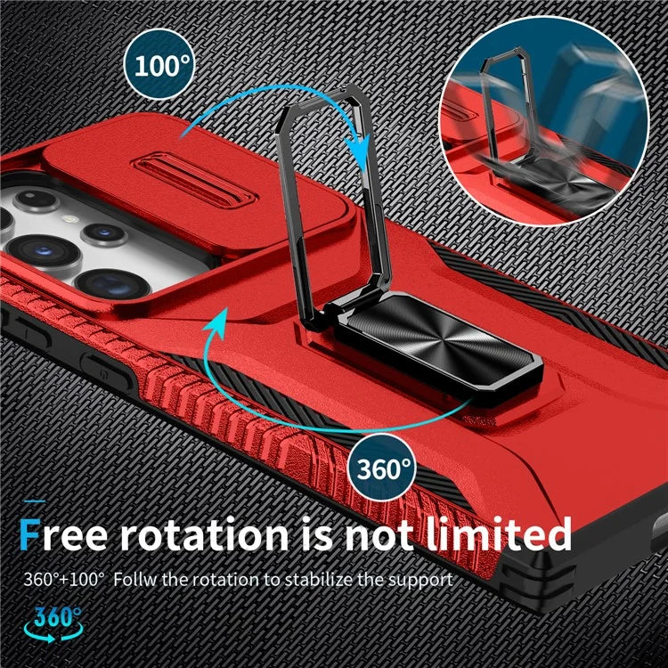 For Samsung Galaxy S23 Ultra Case Camshield Kickstand TPU+PC Anti-Slip Phone Cover