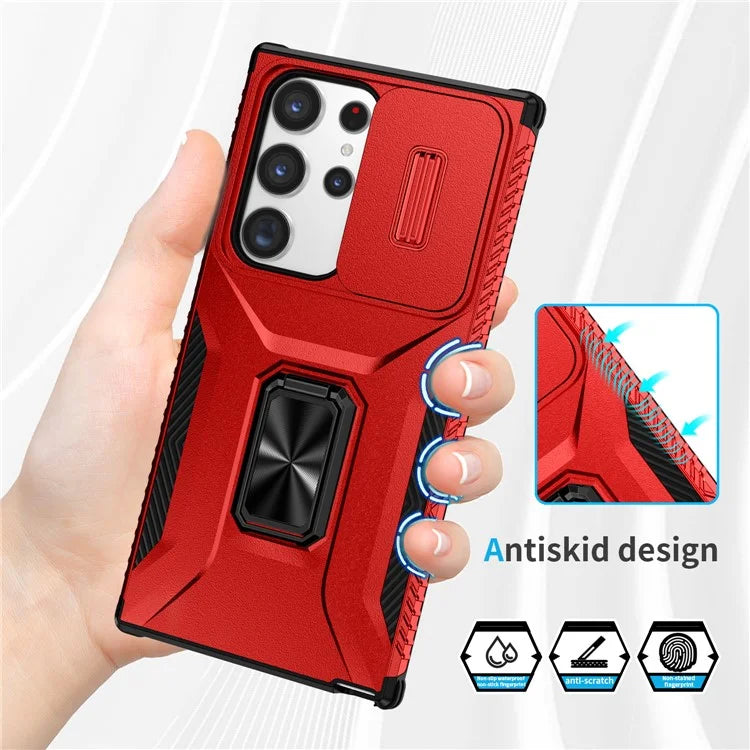 For Samsung Galaxy S23 Ultra Case Camshield Kickstand TPU+PC Anti-Slip Phone Cover
