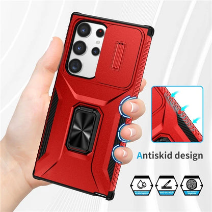 For Samsung Galaxy S23 Ultra Case Camshield Kickstand TPU+PC Anti-Slip Phone Cover