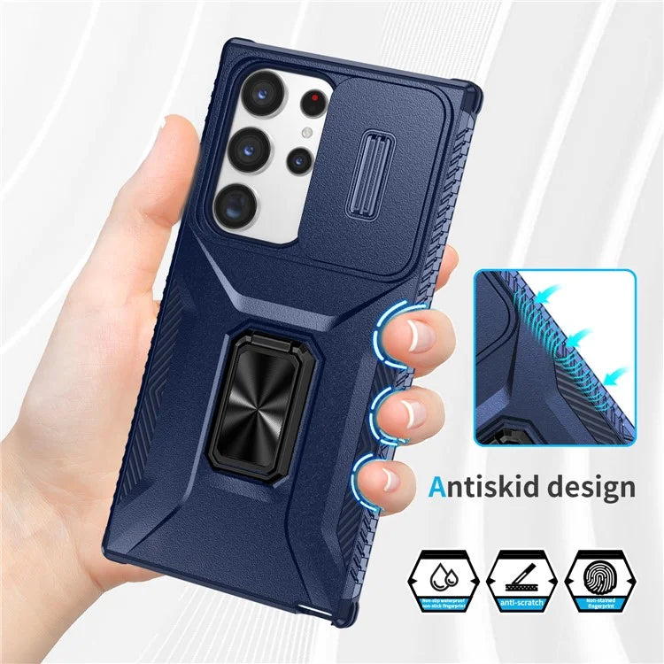 For Samsung Galaxy S23 Ultra Case Camshield Kickstand TPU+PC Anti-Slip Phone Cover