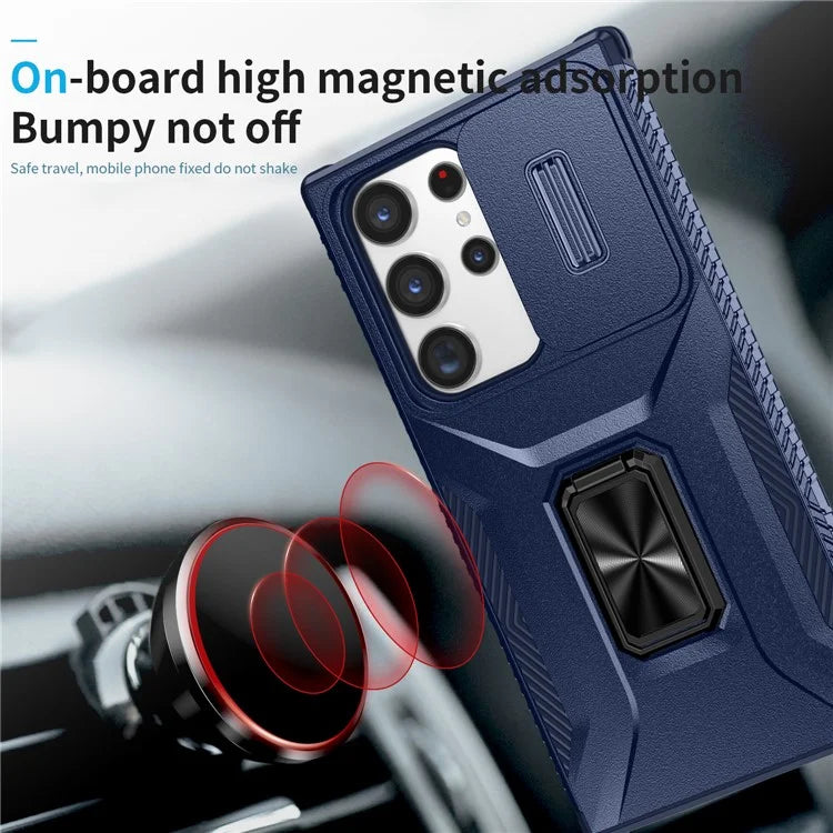 For Samsung Galaxy S23 Ultra Case Camshield Kickstand TPU+PC Anti-Slip Phone Cover