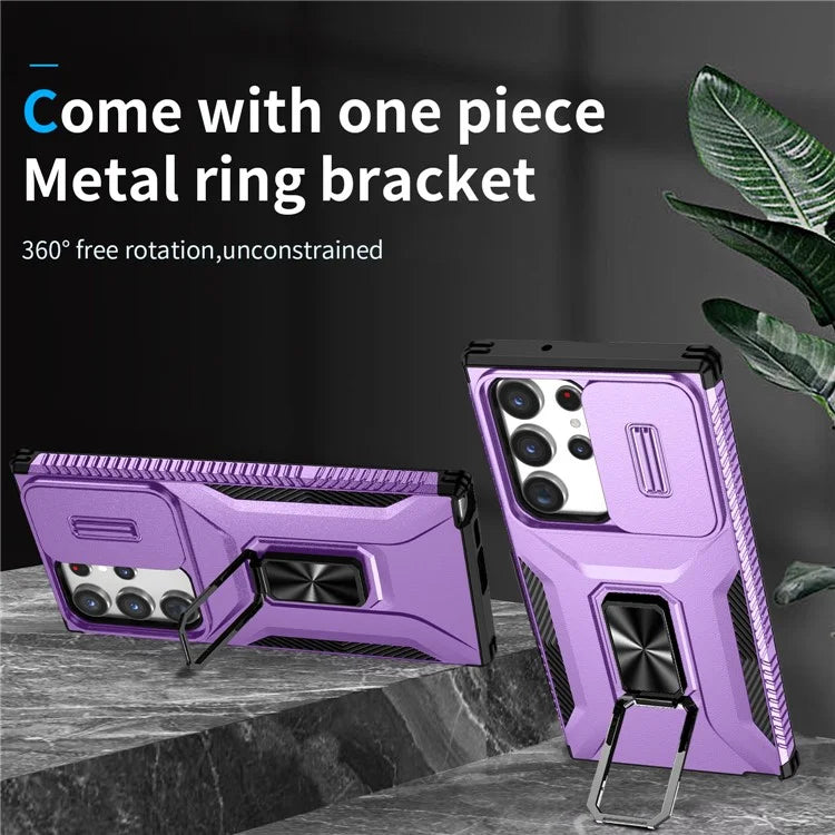 For Samsung Galaxy S23 Ultra Case Camshield Kickstand TPU+PC Anti-Slip Phone Cover