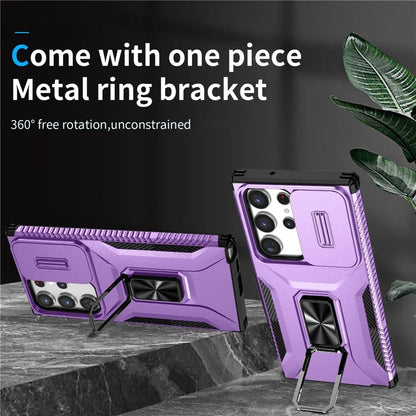 For Samsung Galaxy S23 Ultra Case Camshield Kickstand TPU+PC Anti-Slip Phone Cover