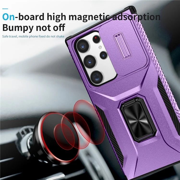 For Samsung Galaxy S23 Ultra Case Camshield Kickstand TPU+PC Anti-Slip Phone Cover